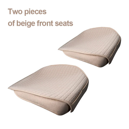 Flax Linen Car Seat Cover - Four-Season Breathable Front & Rear Seat Protector