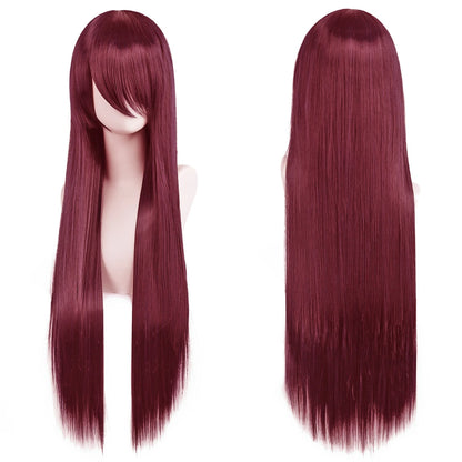 80cm Long Cosplay Wig - Synthetic Straight Hair with Bangs for Lolita Anime Costume Party Styling