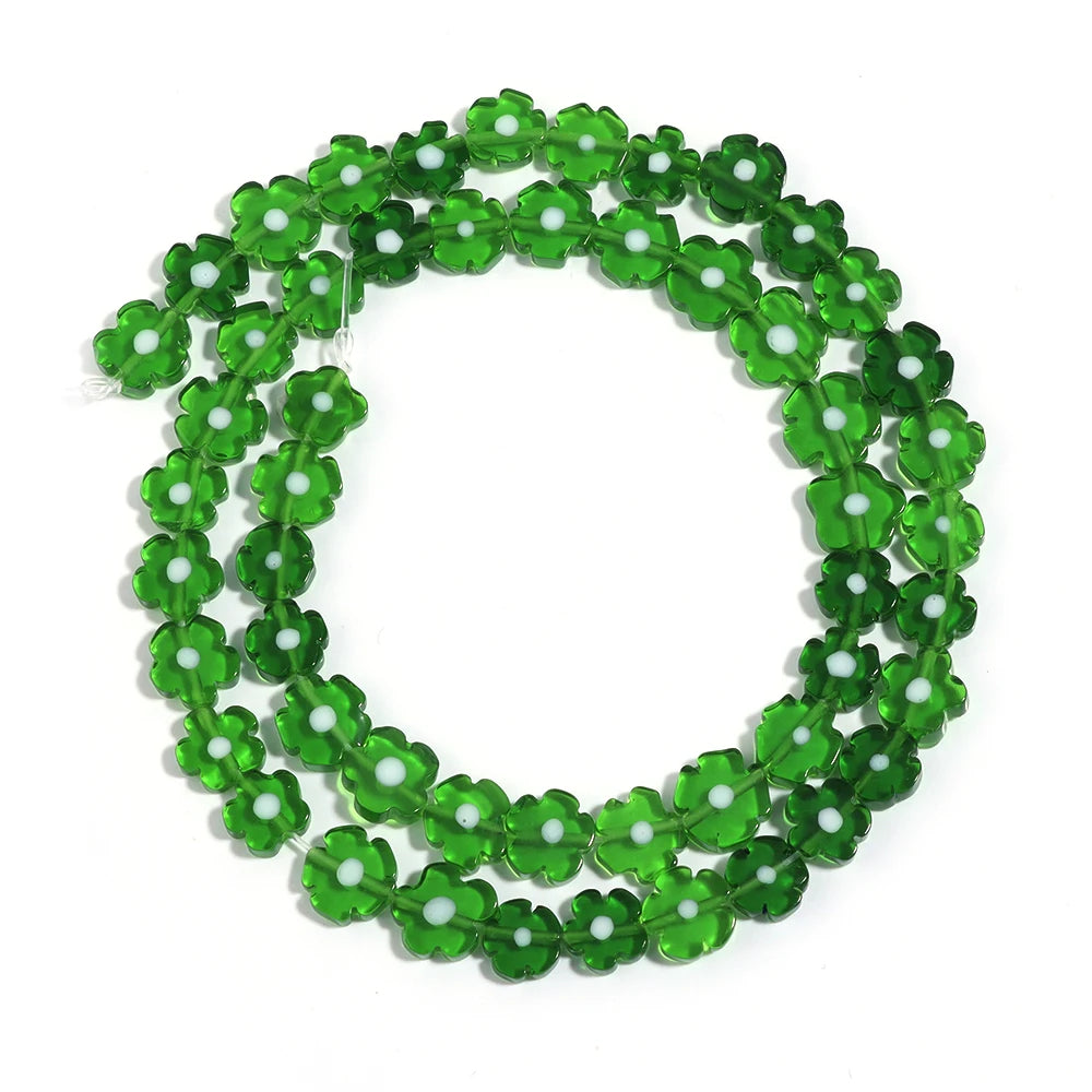 Colorful Lampwork Flower Beads - Thousand Flower Flat Plum Blossom Loose Beads for DIY Bracelet & Jewelry Crafts