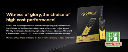 ORICO O7000 PCIe 4.0 7400MB/s M.2 NVMe SSD – Internal Solid State Drive for PS5, Gaming & Content Creators (M.2 M Key 2280)