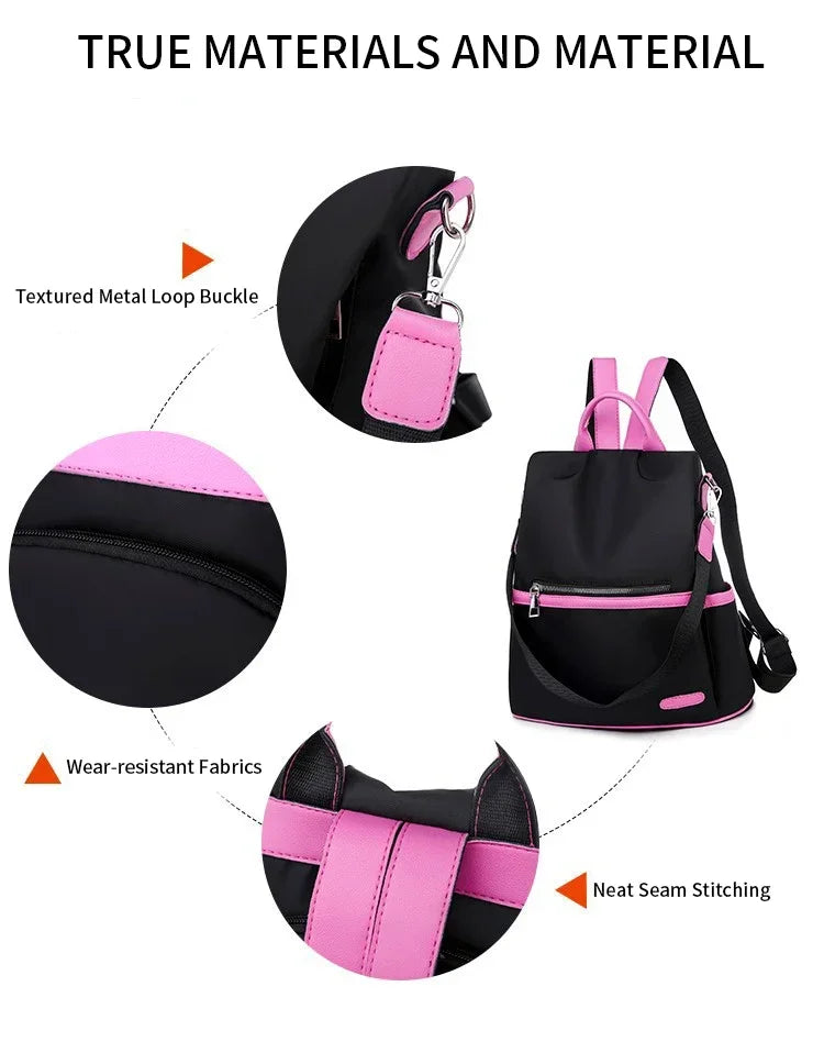 Oxford Fabric Large Capacity Backpack - Multi-Layer Storage, Solid Color Fashion Backpack for Women