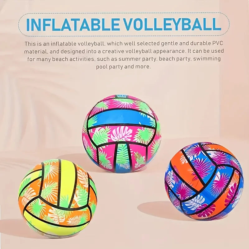 Inflatable Beach Volleyballs – 1/2/4PCS Tropical Leaf PVC Pool Toy for Summer Outdoor Sports