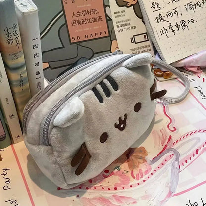Kawaii Pusheen Pencil Case - Cute Fat Cat Large Capacity Stationery Bag & Cosmetic Travel Storage Pouch