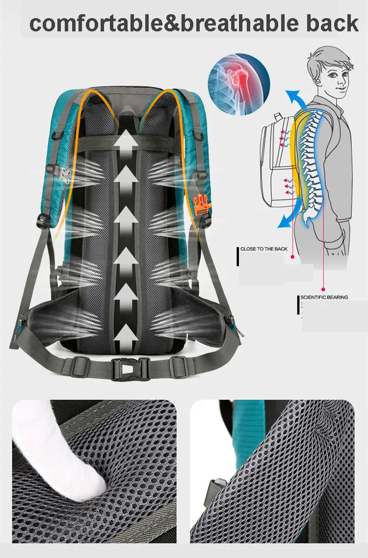 70L Nylon Camping Backpack with Rain Cover — Outdoor Hiking, Mountaineering & Travel Daypack for Men
