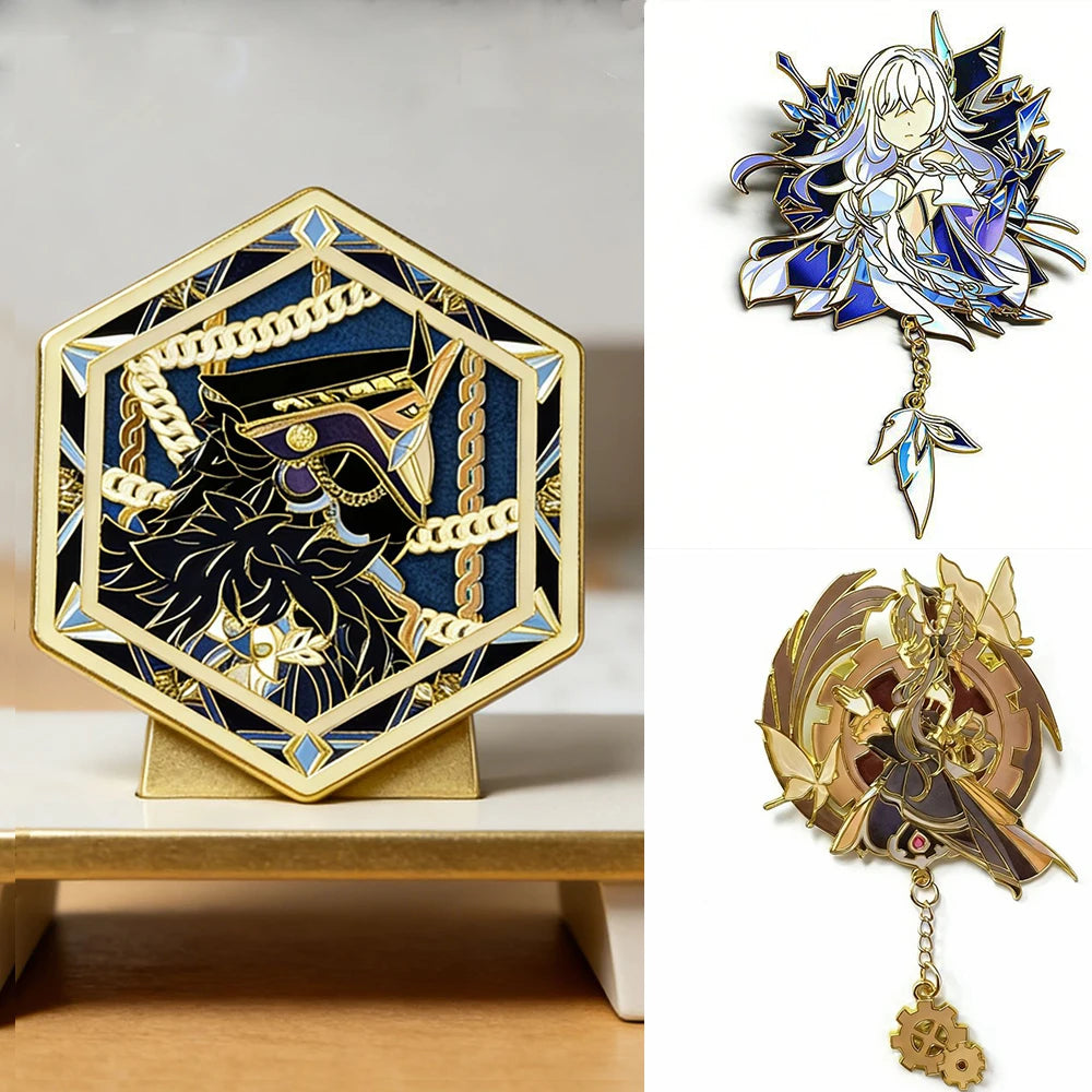 Genshin Impact Capitano Anime Pins - Cosplay Badge Brooches for Backpacks, Costumes & Fan Gifts