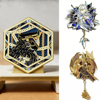 Genshin Impact Capitano Anime Pins - Cosplay Badge Brooches for Backpacks, Costumes & Fan Gifts