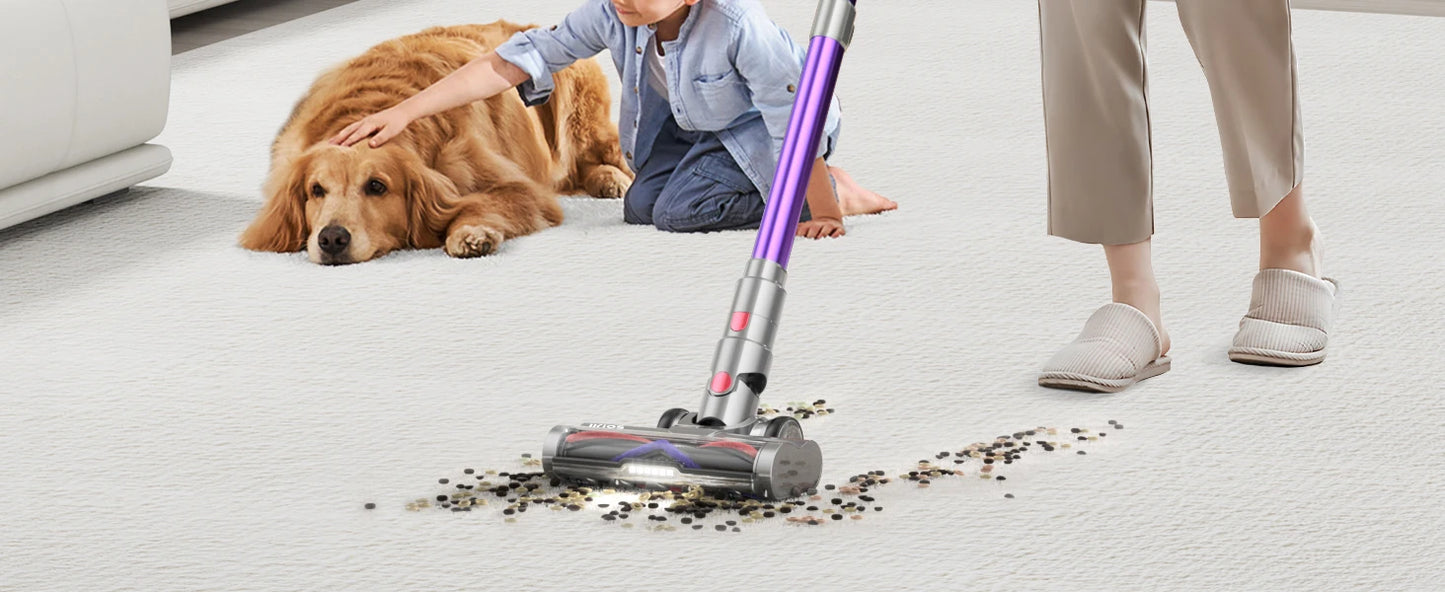 550W Cordless Vacuum Cleaner - 45KPa Suction, 65 Min Runtime, Low Noise, LED Screen, Wall Mount Charging for Home