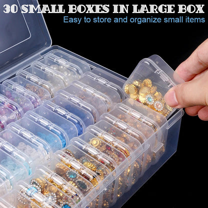 Bead Organizer Box — Clear Plastic Storage Containers with Hinged Lids for Crafts & Jewelry