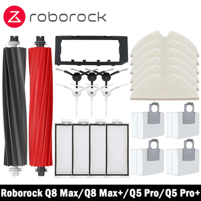 Roborock Q8 Max, Q5 Pro Replacement Parts – Main Brush, Side Brush, HEPA Filter, Mop & Dust Bag Accessories