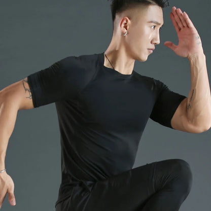 Men's Compression Running Shirt - Quick Dry Short Sleeve Fitness & Gym Training Top