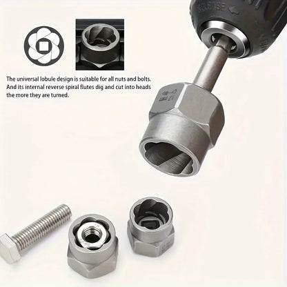 14pcs Damaged Impact Socket Set — Nut & Bolt Extractor/Remover, Chrome Molybdenum Steel with Storage Box
