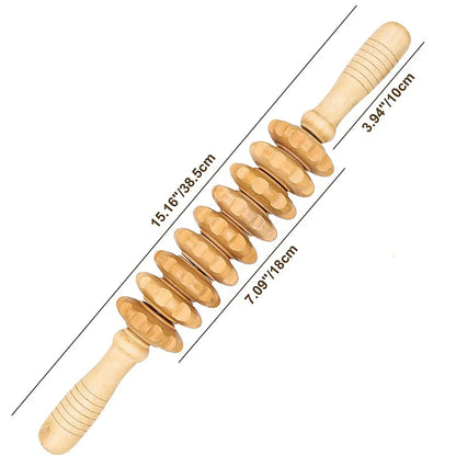 Curved Wooden Cellulite Roller – Body Shaping Massage Tool for Stomach & Lymphatic Drainage Therapy