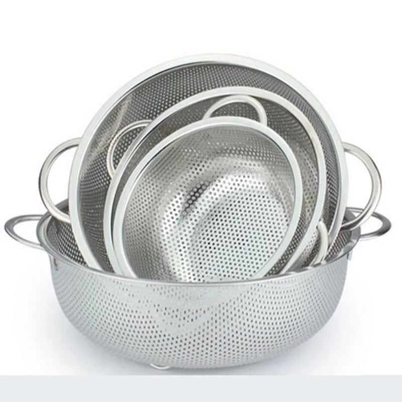 Stainless Steel Drain Basket Colander – Fruit, Vegetable & Rice Strainer with Handle for Kitchen