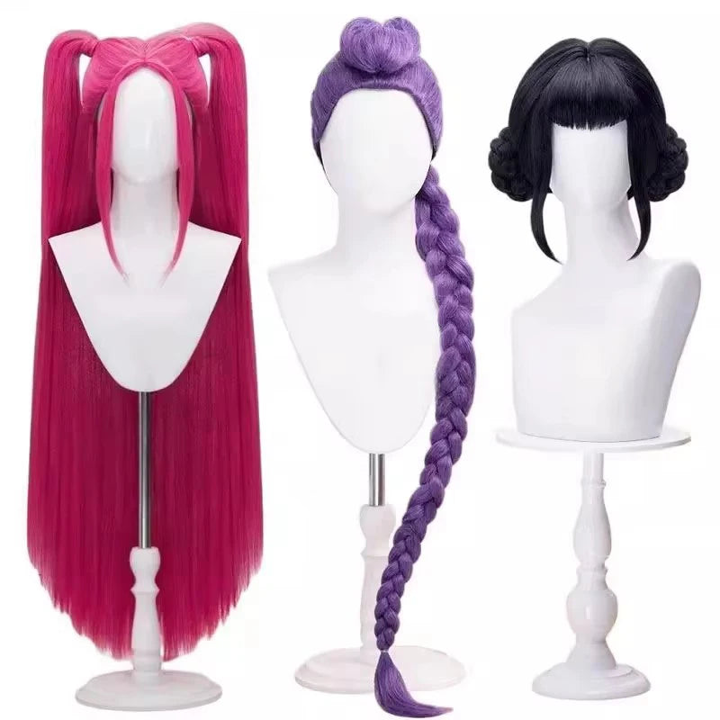 Rumi Zoey Mira Cosplay Costume Wig – Black & Gold Women’s Halloween Party Role-Playing Outfit