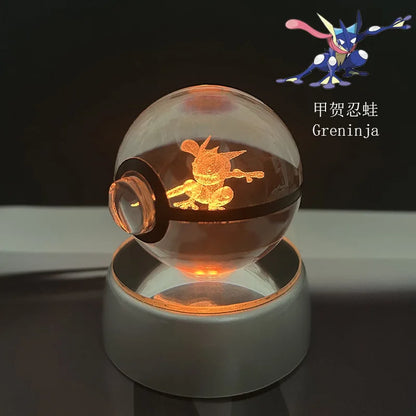 Pokemon Crystal Ball Night Light – Pikachu, Gengar, Eevee, Mewtwo & Lucario LED Pokeball, Kids Birthday Gift & Home Decor