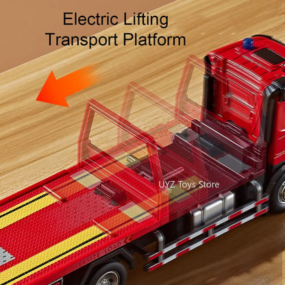 1:24 Electric Flatbed Cement Pump Truck Model — Diecast Alloy Toy with Sound & Light, Doors Open, Gift for Boys