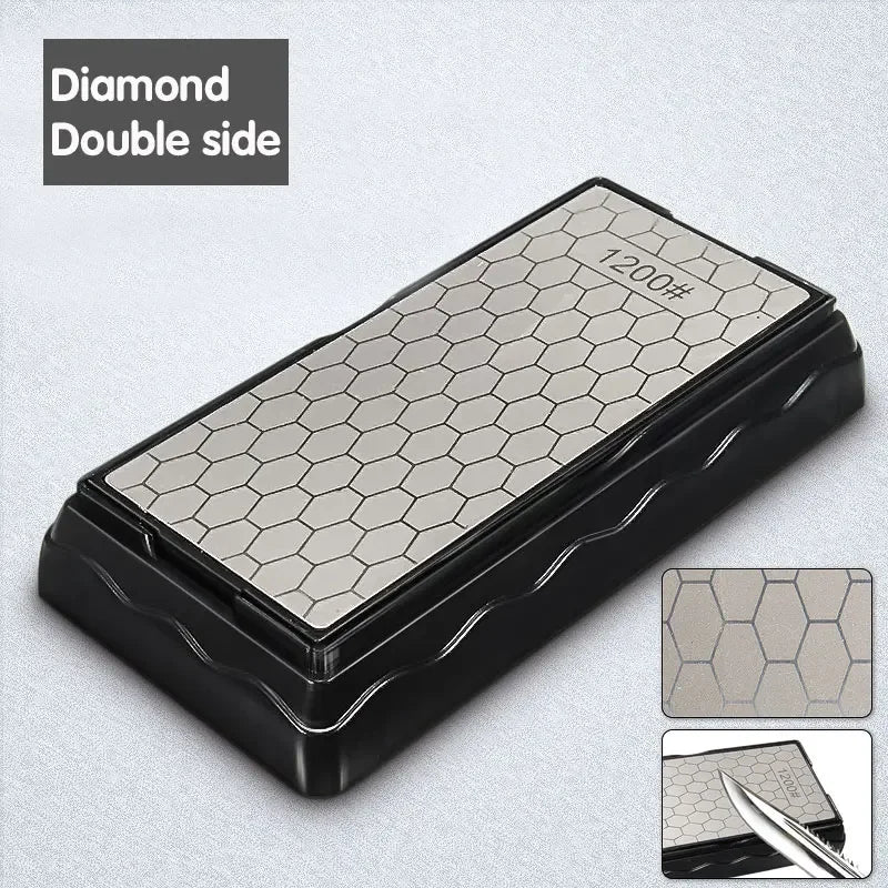 Double-Sided Diamond Sharpening Stone – Knife & Chef Whetstone 400/600/1000/1200 Grit Kitchen Sharpener