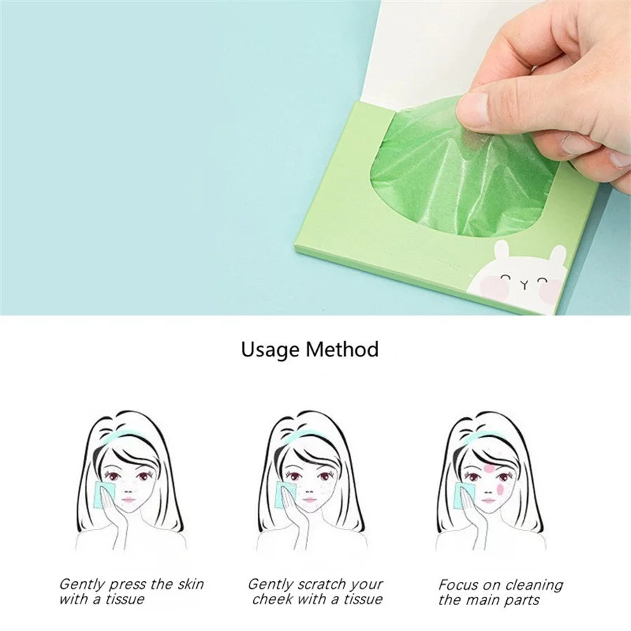 100pcs Fragrance Oil-Absorbing Face Paper - Green Tea, Gardenia, Chamomile, Lavender, Rose & Bamboo Charcoal Blotting Sheets