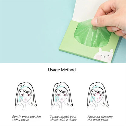100pcs Fragrance Oil-Absorbing Face Paper - Green Tea, Gardenia, Chamomile, Lavender, Rose & Bamboo Charcoal Blotting Sheets