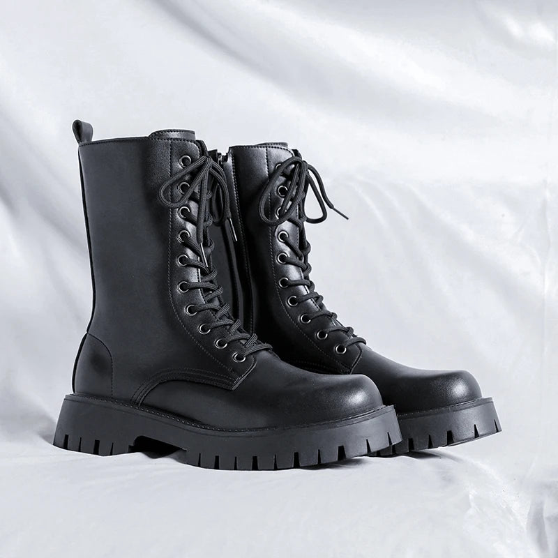 Luxury Brand Men's High Top Boots – Designer Leather Casual, Business & Outdoor Work Boots for Men