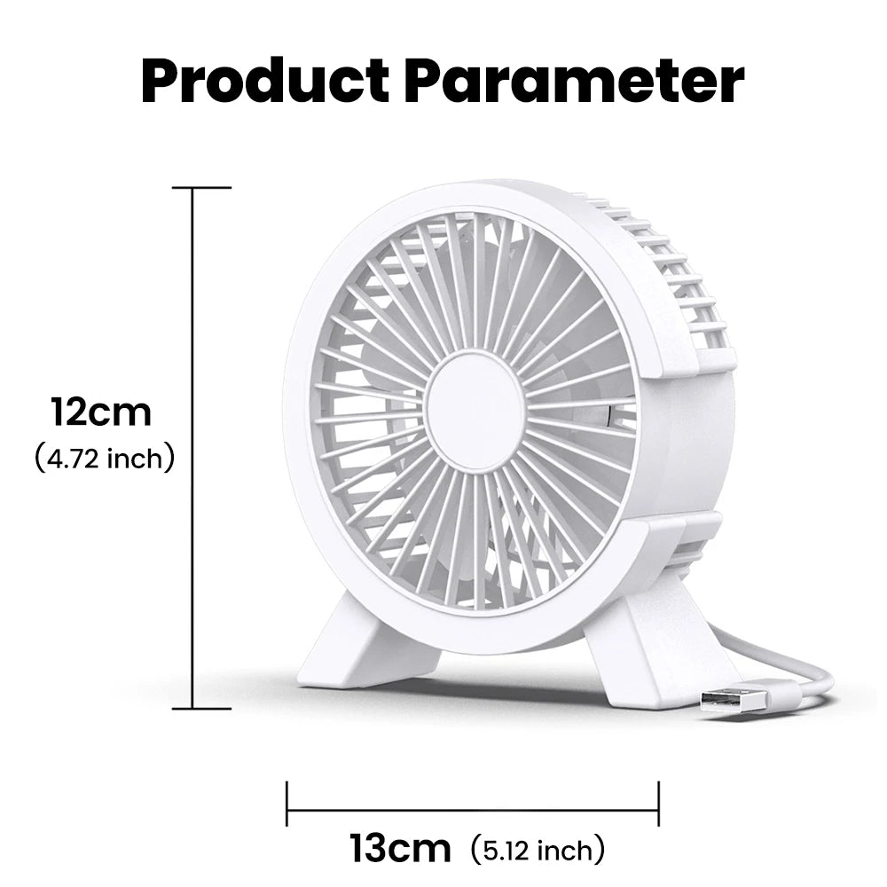 Mini USB Rechargeable Desk Fan - Portable Small Cooling Fan for Student Dorm, Office, Computer Desk and Home Use