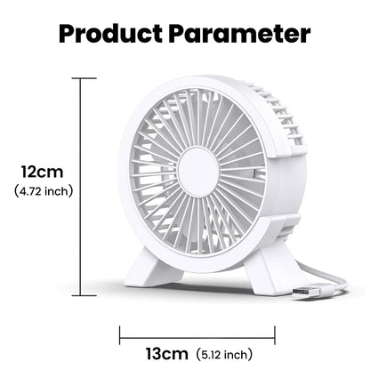 Mini USB Rechargeable Desk Fan - Portable Small Cooling Fan for Student Dorm, Office, Computer Desk and Home Use