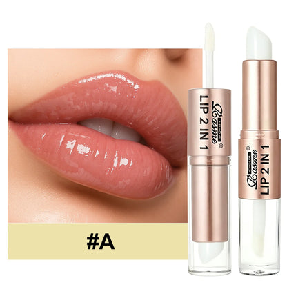 2-in-1 Tapered Lip Liner Pen - Waterproof Nude Brown Lip Contour & Matte Gloss Makeup