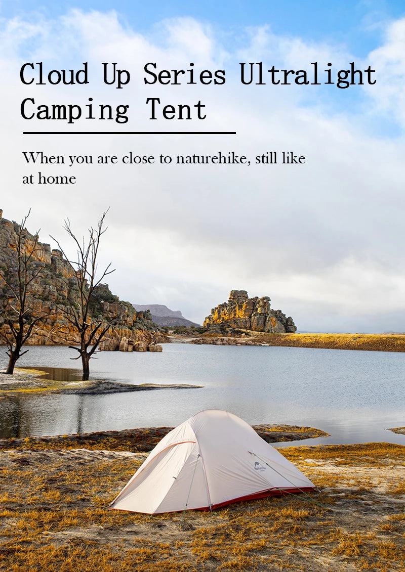 Naturehike Cloud Up 1-Person Camping Tent – Ultralight, Portable, Waterproof Folding Backpack Shelter for Travel & Beach