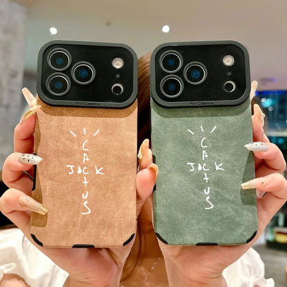 Microfiber Leather Phone Case for iPhone 11-17 Air Pro Max Plus - Luxury Hip-Hop Protective Cover