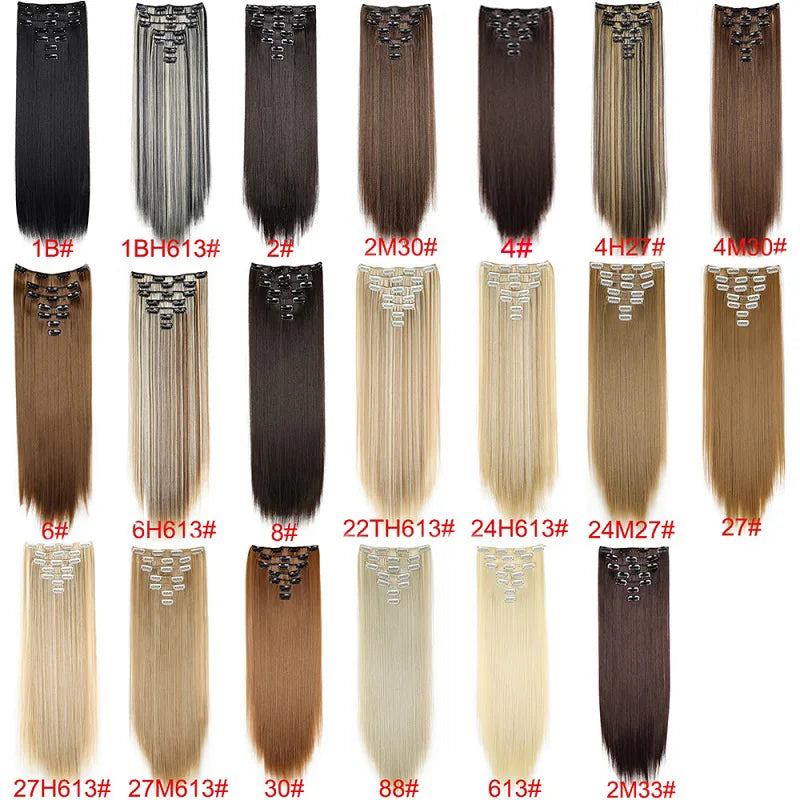 WIGSIN 24-Inch Straight Hair Extensions - 7-Piece Clip-In Synthetic Hair Set for Women