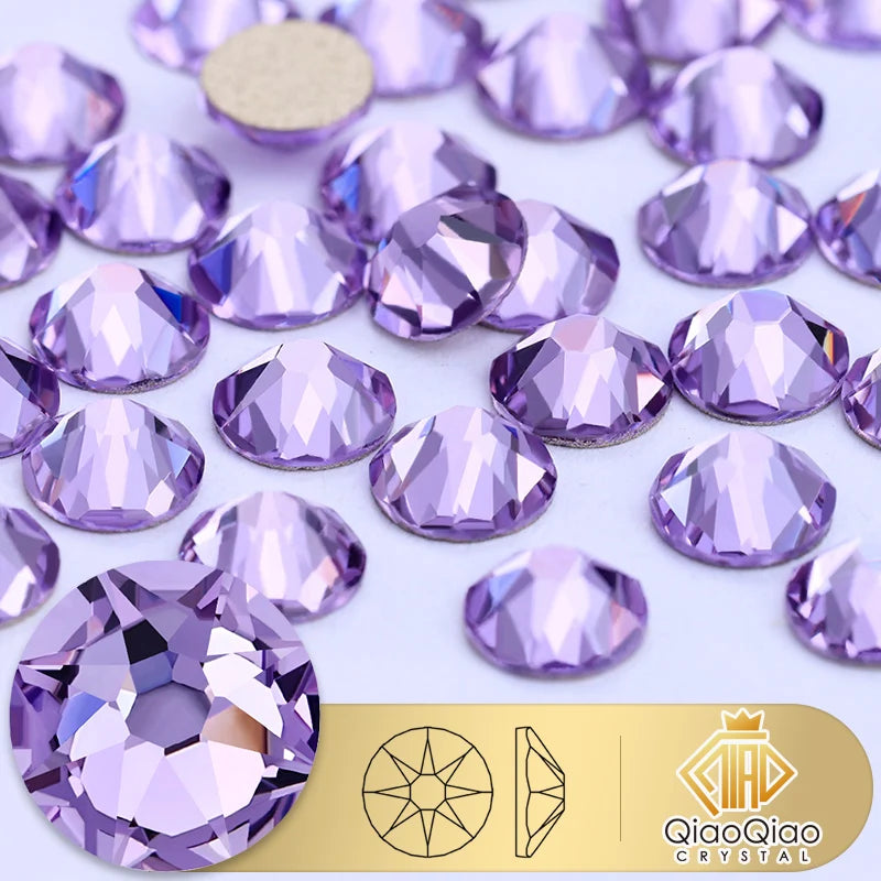QIAO 2088 Crystal Nail Art Rhinestones — Flat Back Non-Hotfix Strass for DIY Nail Decorations (8 Big + 8 Small)