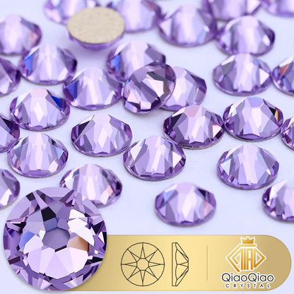 QIAO 2088 Crystal Nail Art Rhinestones — Flat Back Non-Hotfix Strass for DIY Nail Decorations (8 Big + 8 Small)