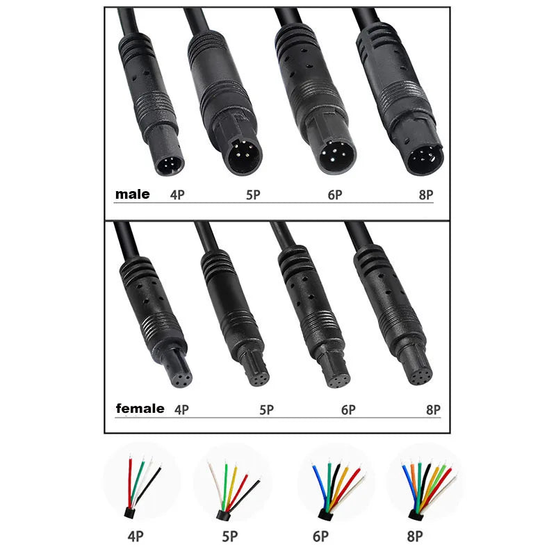 Car Rear View Camera Extension Cable - 1/2M 4Pin 5Pin 6Pin 8Pin Male to Female DVR Monitor Connector Wire