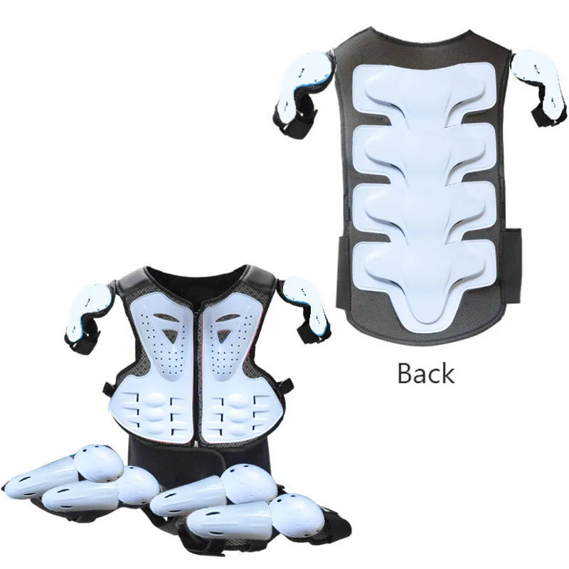 Kids Motocross Body Armor Vest – Chest, Spine & Knee Protection Gear for Boys & Girls (Height 0.85–1.7m)