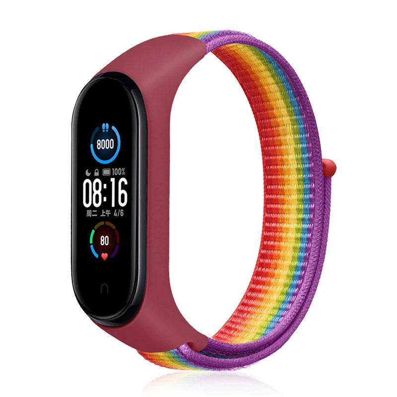 Nylon Loop Strap for Xiaomi Mi Band - Adjustable Sport Wristband Bracelet for Mi Band 3 4 5 6 7 8
