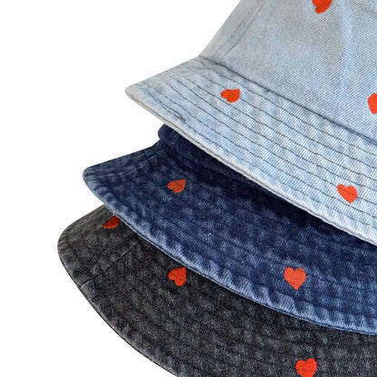 Embroidered Denim Bucket Hat – Summer Beach Fisherman Sun Hat for Men & Women | Cute Travel Cotton Sun Protection Cap, Wholesale Style