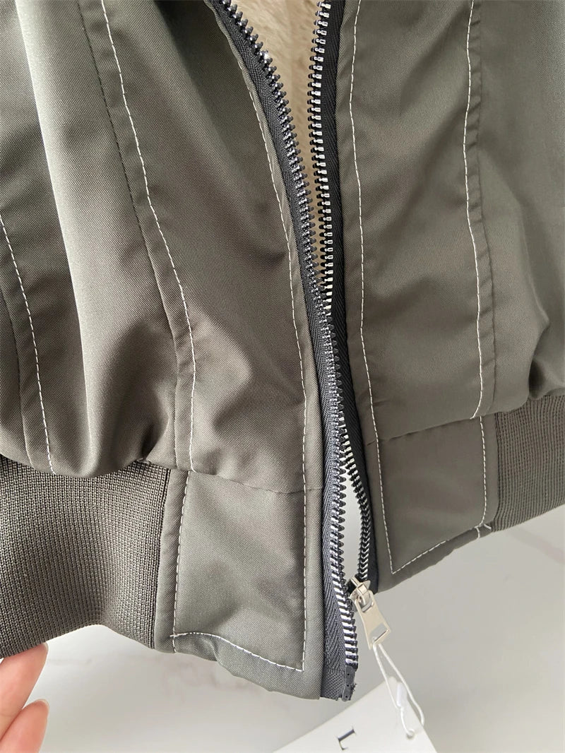 ZAROY Y2K Fur Collar Hooded Parka – Thick Padded Gothic Winter Jacket Streetwear for Men & Women