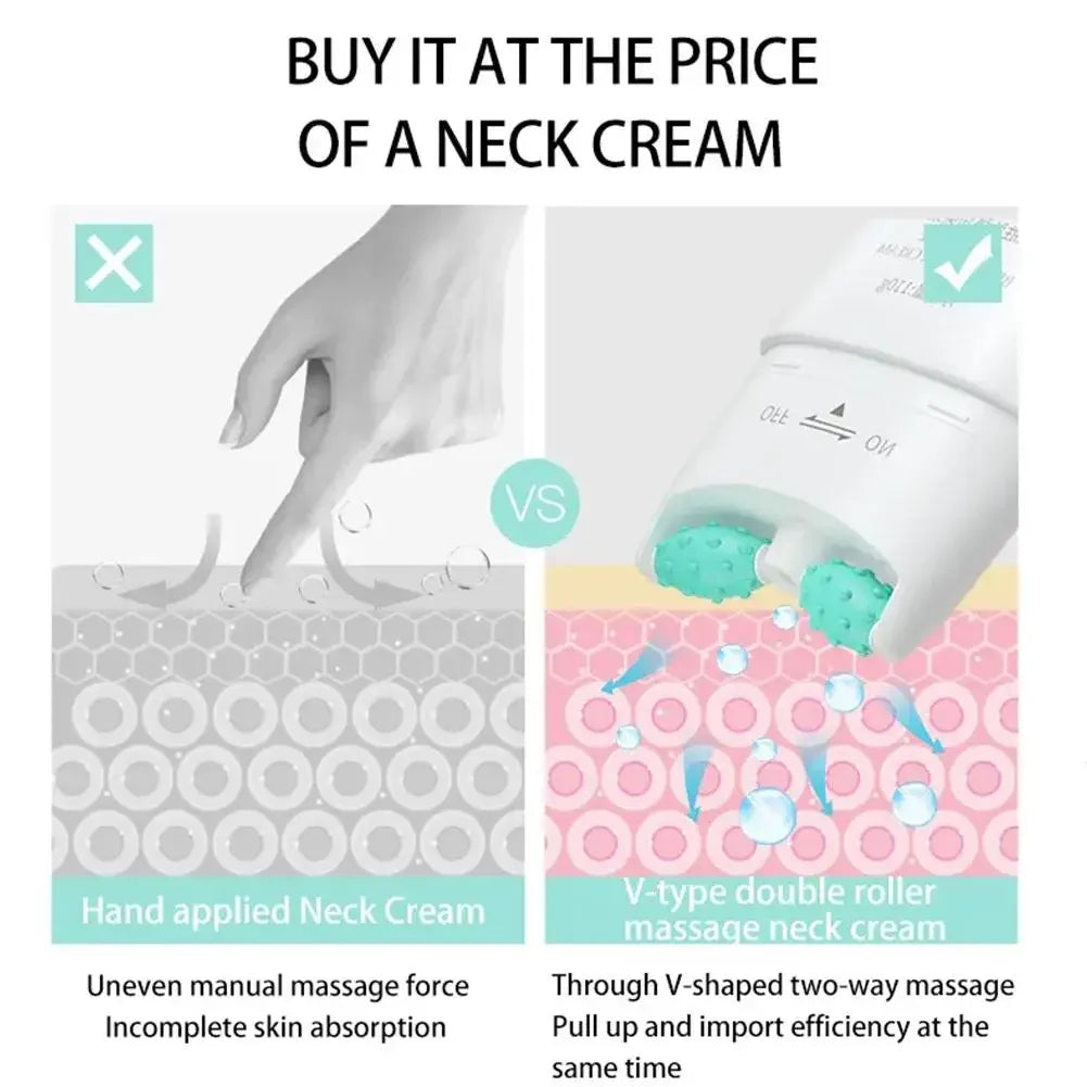 Neck Wrinkle Cream with Massage Roller – Firming, Whitening & Moisturizing Neck & Chin Care