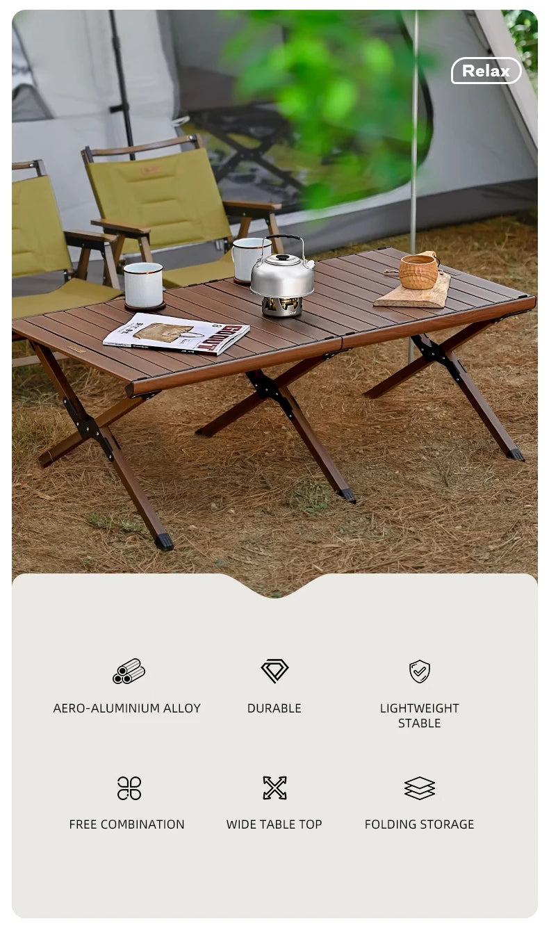 Hispeed Outdoor Camping Folding IGT Table – Multifunctional Wood Table with Gas Stove for BBQ, Picnic & Camp Grill