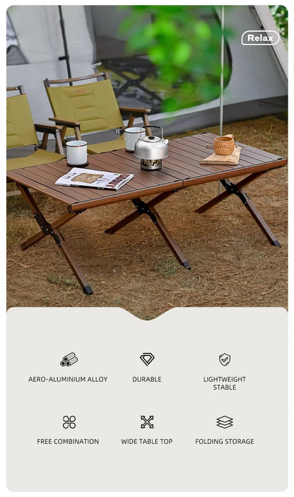 Hispeed Outdoor Camping Folding IGT Table – Multifunctional Wood Table with Gas Stove for BBQ, Picnic & Camp Grill