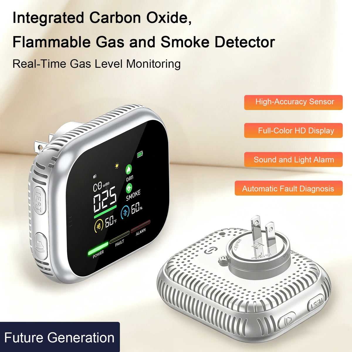 6-in-1 Portable Air Quality Monitor - Indoor CO Detector for Home, RV, Car, Apartment & Travel Use