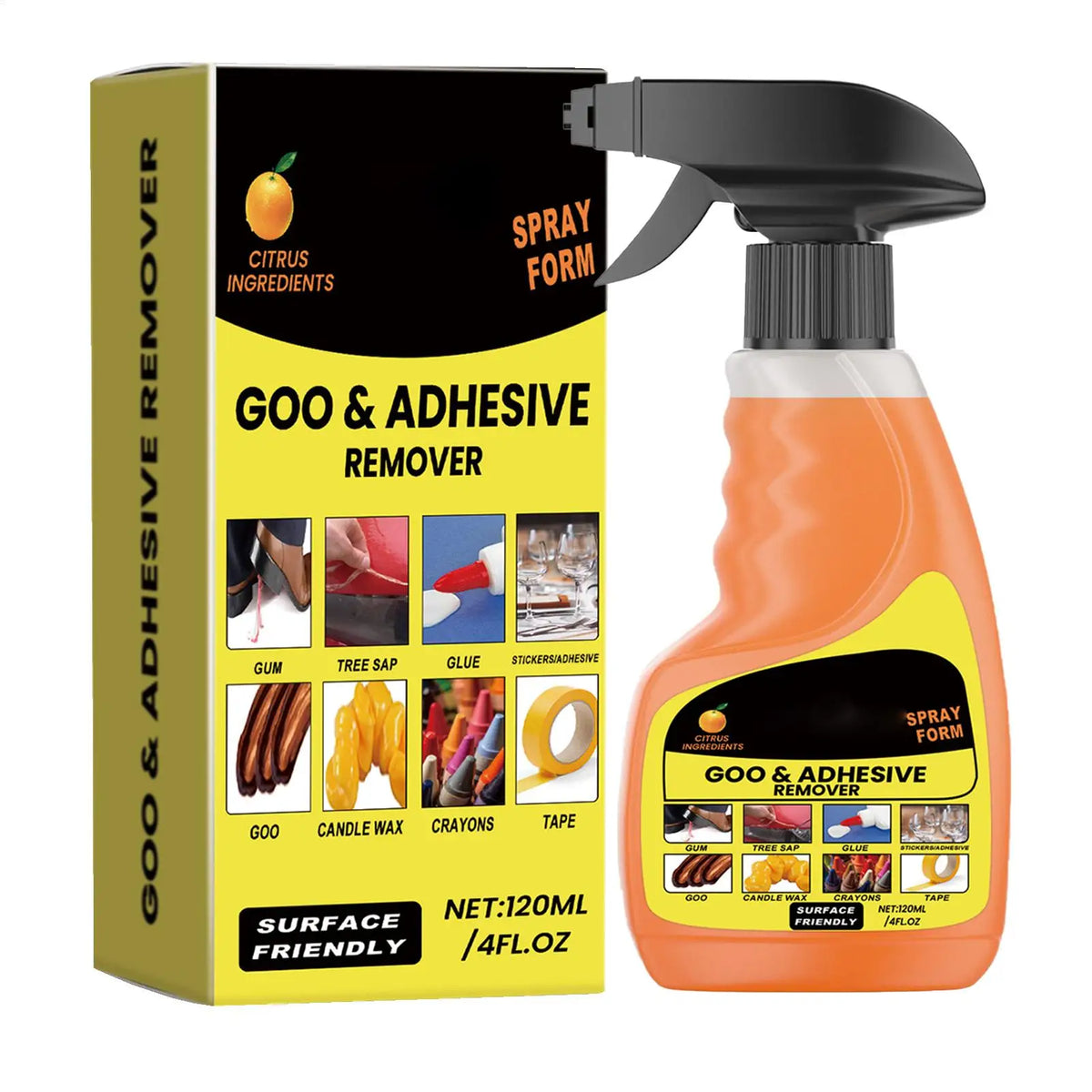 120ml Adhesive and Sticker Remover Spray - Multifunctional Glue Cleaner for Double-Sided Tape and Sticky Residue
