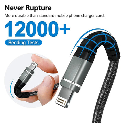 Original Lightning USB Fast Charging Cable – Nylon Braided Charger Cord for iPhone 14/13/12/11/XS/XR/8/7/6/SE
