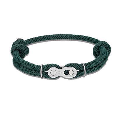 MKENDN Bicycle Chain Bracelet - Adjustable Punk Rock Nautical Rope Wristband with Magic Buckle