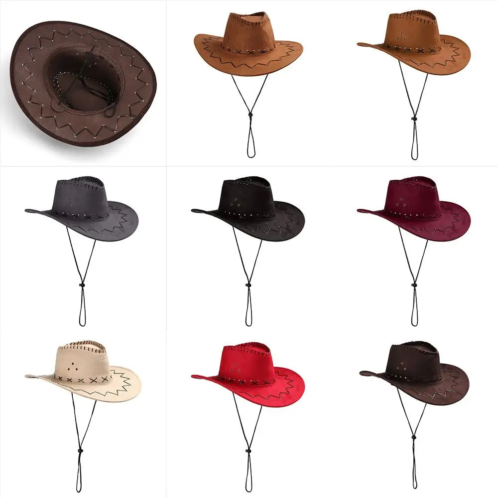 Unisex Western Cowboy Hat – Suede Cowgirl & Cowboy Style for Fashion & Party Wear