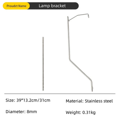 Portable Stainless Steel Light Pole Bracket — Outdoor IGT Table Supply and Desktop Mount Camping Table Accessory