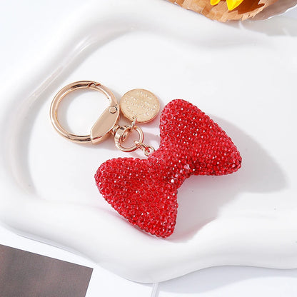 Full Crystal Clay Bow Keychain – Elegant Car, Bag & Purse Charm Gift Ornament