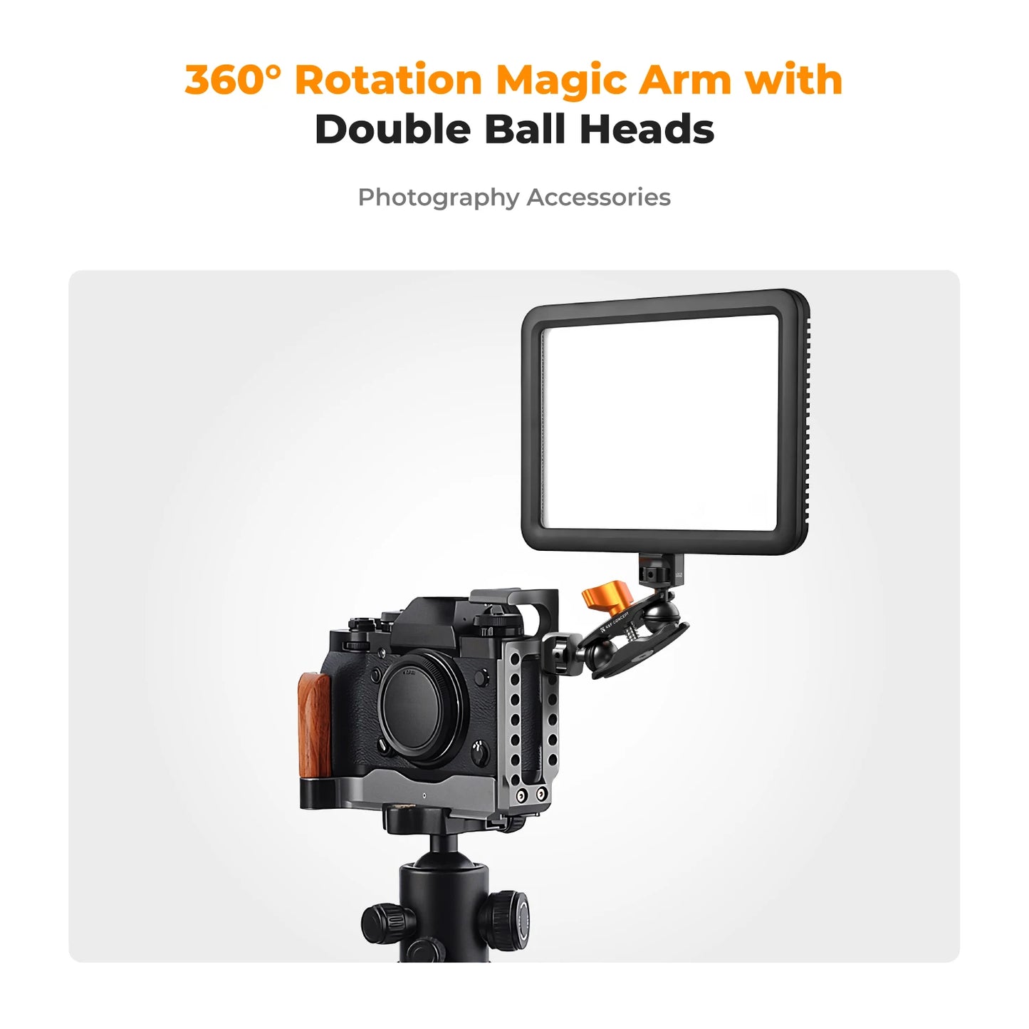 K&F Concept Multi-Functional Super Clamp with Double 360° Ball Head Magic Arm for GoPro, Insta360, DJI Osmo Action Camera, and Phone