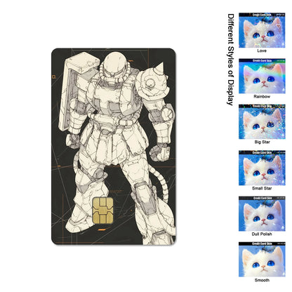 Gundam RX-78-2 & ZGMF-X19A Card Stickers - 2.5D HD Matte Waterproof PVC Skins for Credit and Debit Cards