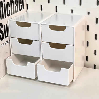 3-Tier Makeup & Jewelry Storage Box - Large Capacity Desktop Organizer with Drawers